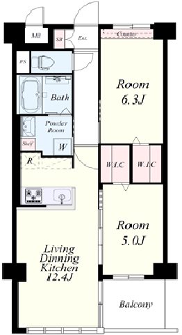 APエルテージ地行 間取り図