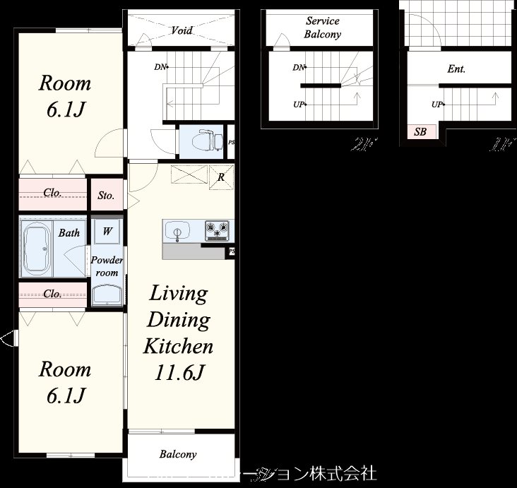 サワー・ドゥ萩原天神 間取り図