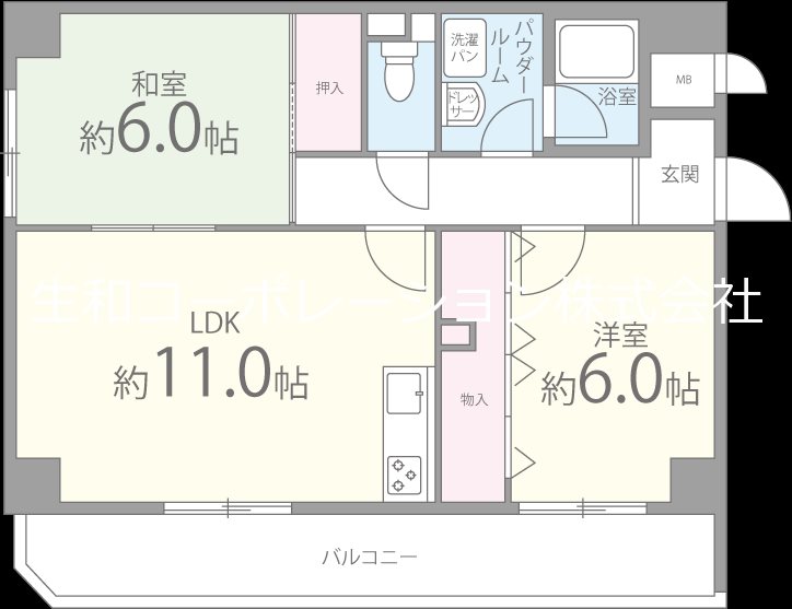 エスポワール恵我之荘 206号室 間取り