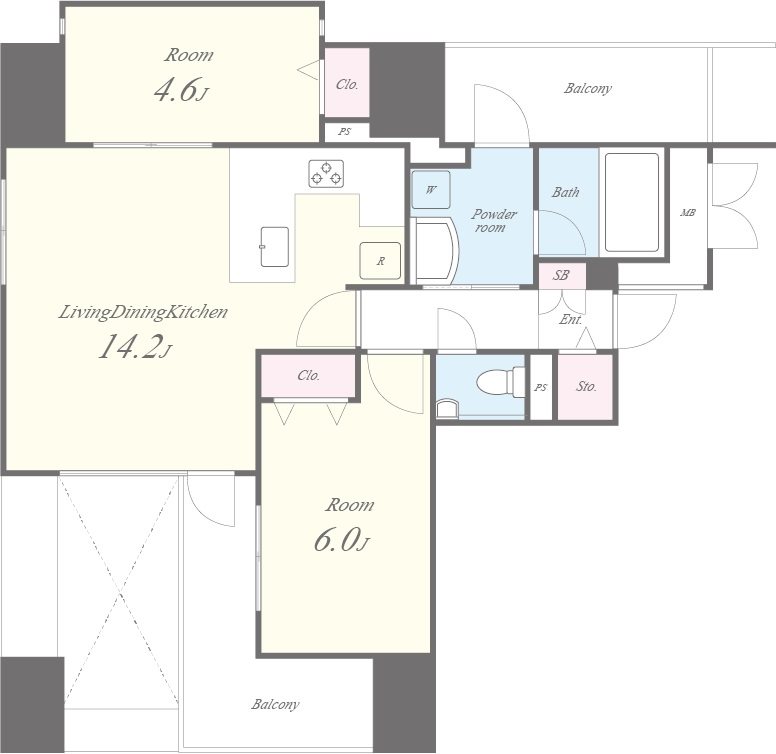 JASPER御堂筋本町 0201号室 間取り