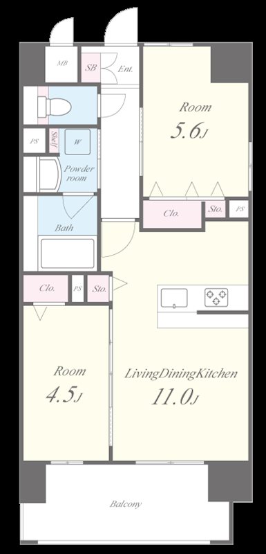 グランデカワノなにわ離宮 402号室 間取り