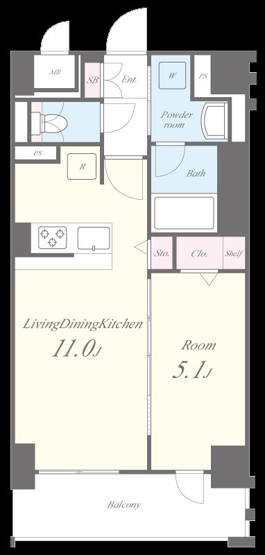 グランビスタ新神戸 404号室 間取り