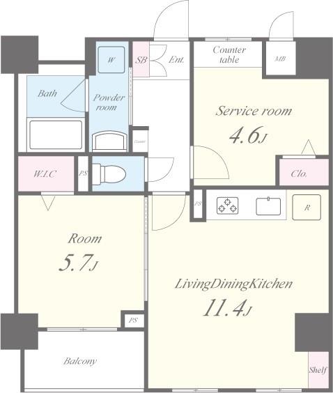 ドゥ セレニテ 401号室 間取り