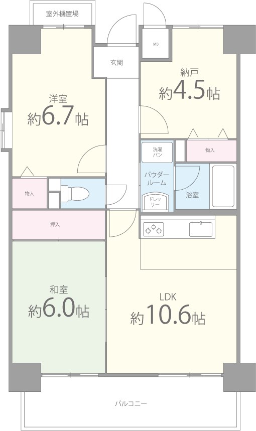 メルベーユ平野 601号室 間取り