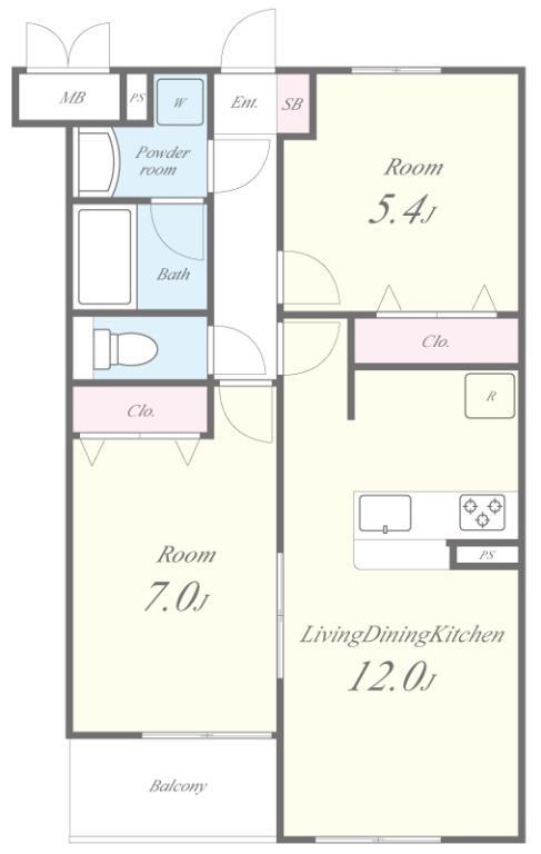 ル・コンフリエ 102号室 間取り