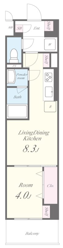 アリビオ大阪港 0609号室 間取り
