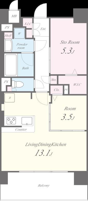 プレミアムコート千里丘 0702号室 間取り