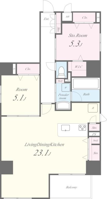 シークレフ北浜 0201号室 間取り