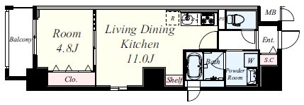 ミラノ堺筋 0502号室 間取り