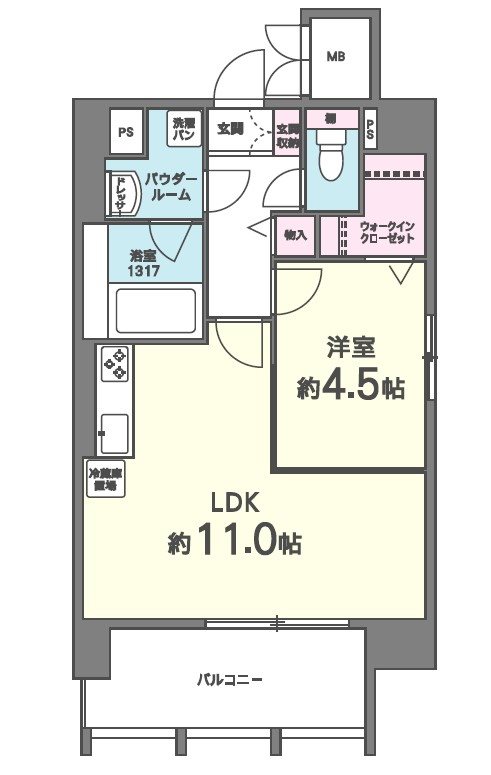 T.Y天六 803号室 間取り