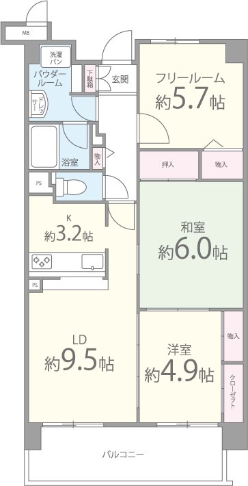 ヴェルテ忍ケ丘Ⅱ番館 間取り図