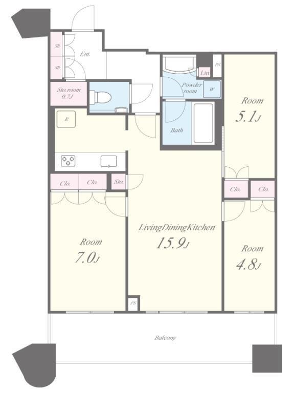 パークタワー勝どきサウス 間取り図