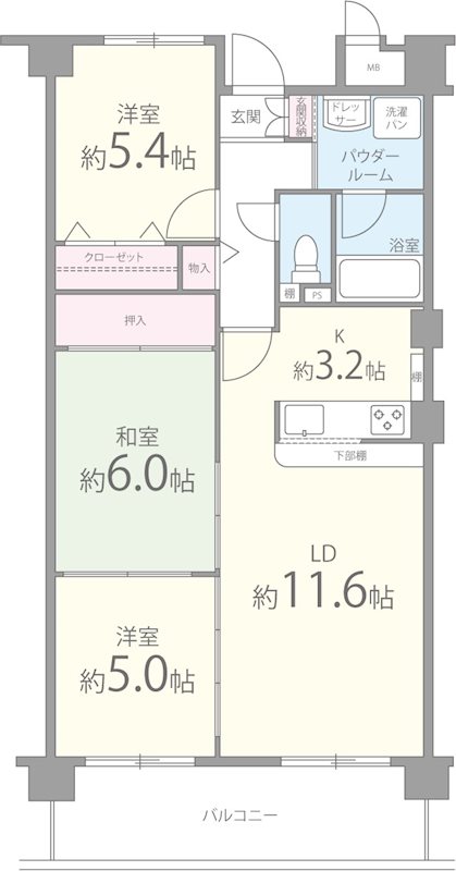 カムフォーラⅡ 402号室 間取り