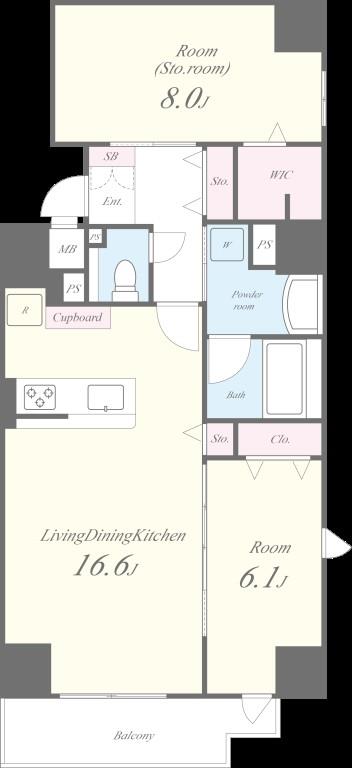 Wonnal堺筋本町(ワンナルサカイスジホンマチ) 1001号室 間取り
