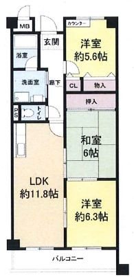 メルベーユ朝日ヶ丘 間取り図