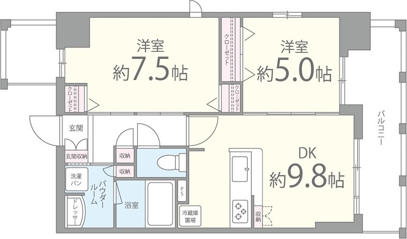 セイワパレス玉造 601号室 間取り