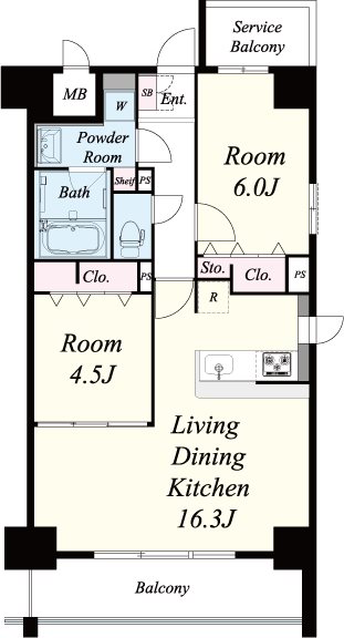 F-TAMATSUKURI 1001号室 間取り