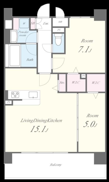 メゾンドボヌール弁天町 701号室 間取り