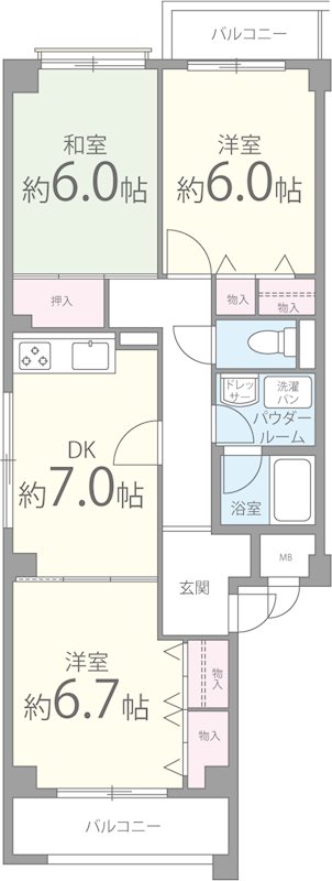 シャルマン摂津 306号室 間取り