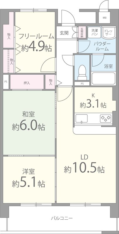 アルブル新石切 302号室 間取り