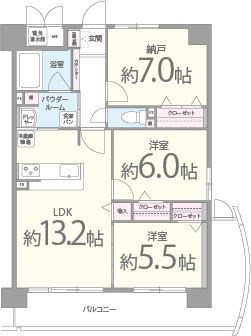 リバーフィールド茨木 503号室 間取り