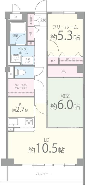 ニューロイヤル光進 102号室 間取り