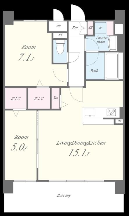 メゾンドボヌール弁天町 603号室 間取り