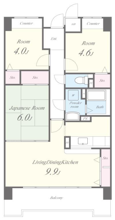 平野元町日興マンション 間取り図