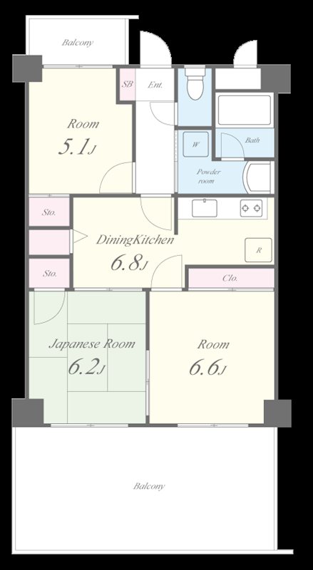 ヒルズ磯子Ⅱ 間取り図