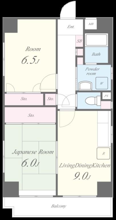 ドムール三国2番館 601号室 間取り