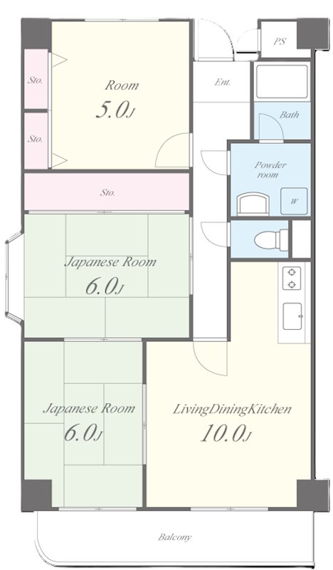 ｺﾝﾌｫｰﾄｽﾃｰｼﾞⅡ 310号室 間取り