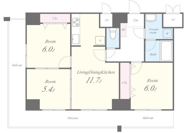 トレヴァンス梅田 1105号室 間取り