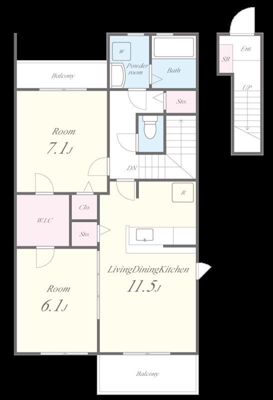 ﾒｿﾞﾝﾗﾌｨｰﾈ 間取り図