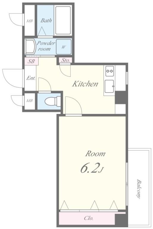 エルシャ千鳥橋 403号室 間取り
