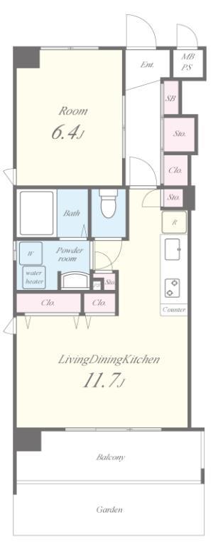 アンシャンテ総持寺 102号室 間取り