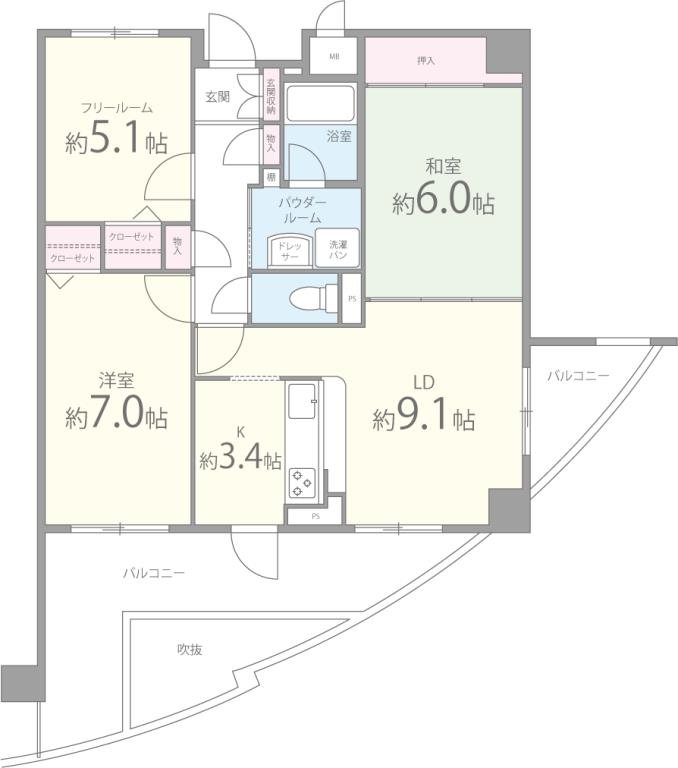 ソレイユ元町 307号室 間取り