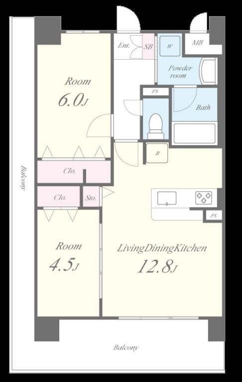 フェリスシエロ堺 801号室 間取り