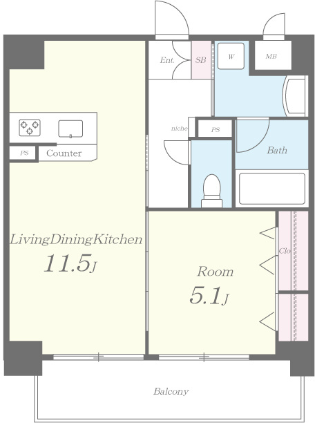 ペリドット長居公園 206号室 間取り