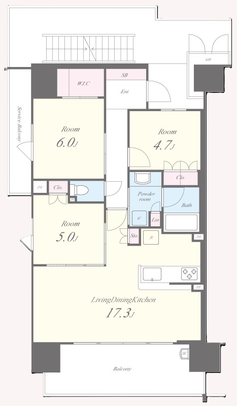 ローレルコートあびこBAUS(ローレルコートアビコバウス) 601号室 間取り