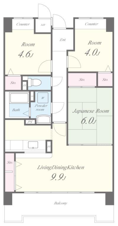 平野元町日興マンション 0402号室 間取り