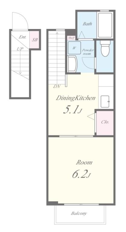 グランポン魚住 201号室 間取り