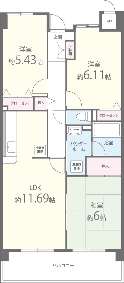バウムドルフ 206号室 間取り