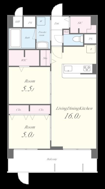 エクセルハイム東灘 102号室 間取り