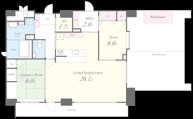 メゾンクラウン鷺洲 1001号室 間取り