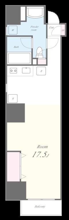 ボーベル南船場 1405号室 間取り