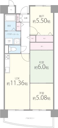 グリーンサイド鶴見 602号室 間取り