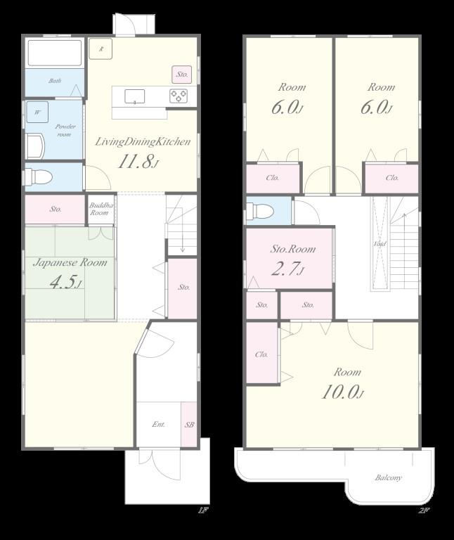 新道1丁目 貸家 間取り図