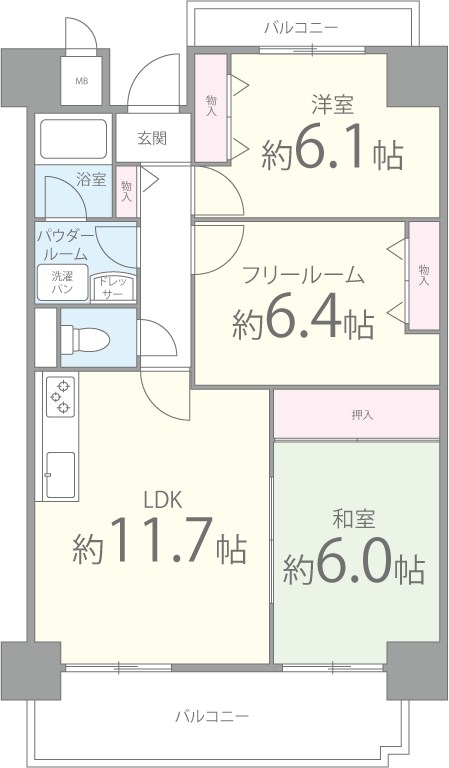 サン・フォレスト 302号室 間取り