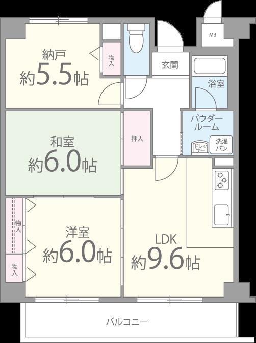 アムール新石切 301号室 間取り