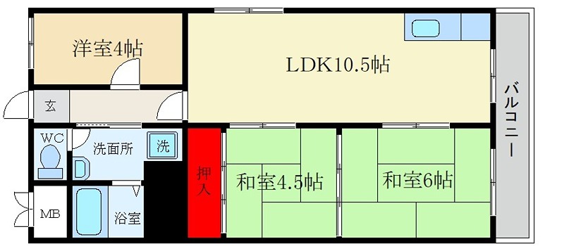 キッコーハイツ岡山手 間取り